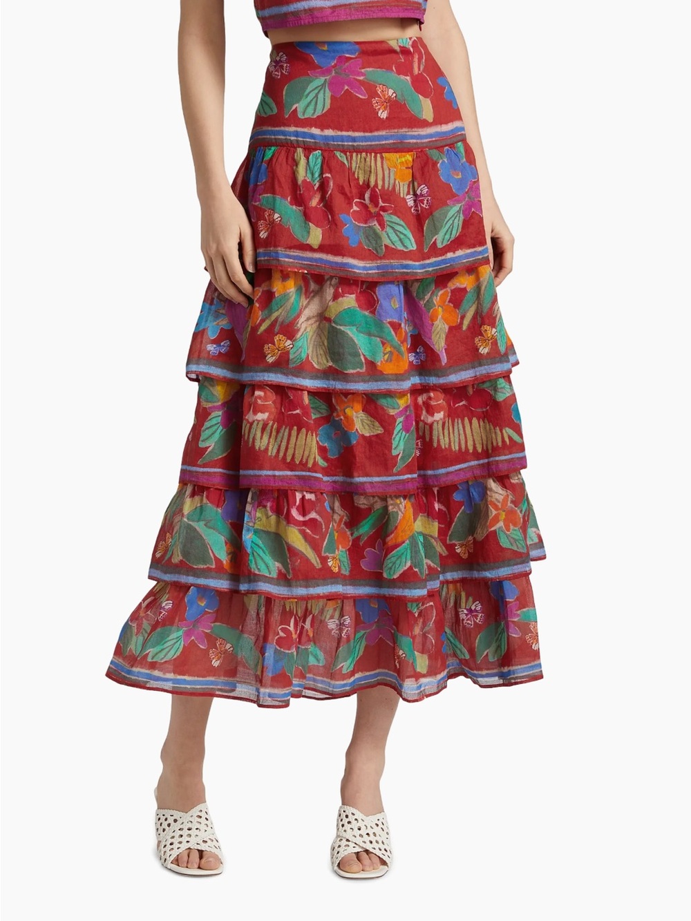 NWT Marie Oliver Christie Tiered Midi Skirt in Macaw - Size 6